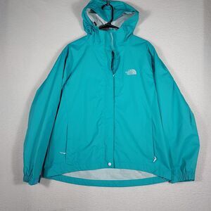 The North Face Womens L Hooded Rain Jacket Teal Outdoor Lightweight Shell